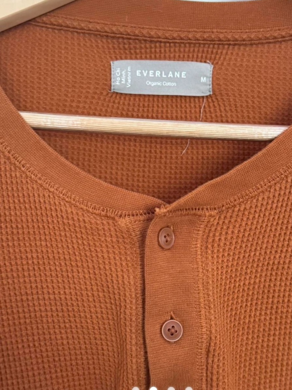 Everlane Orange Waffle-Knit Henley Top